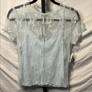 🌺Ultra Flirt Floral Lace Top - Soft Blue (Bundled price, BIN3)
